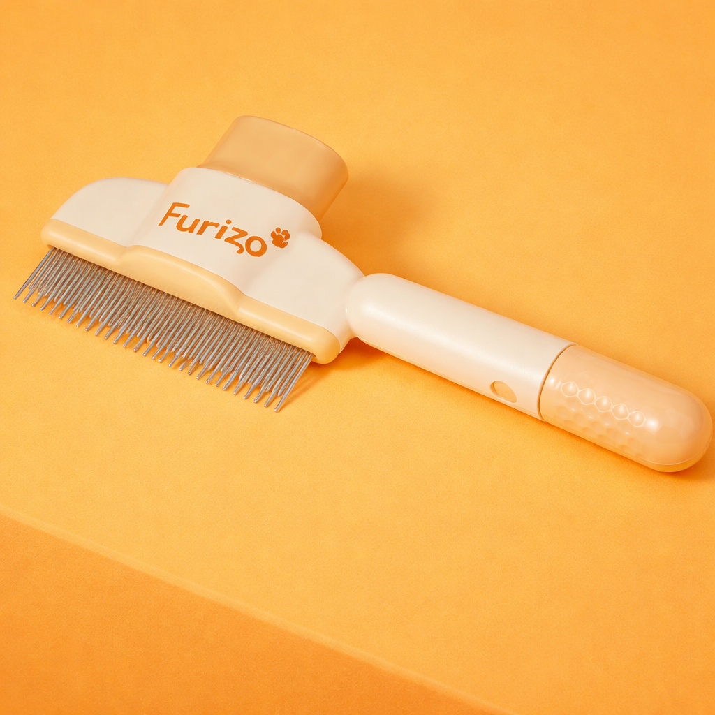 Pet hair removal comb for daily grooming, featuring a sleek design for easy use and fur removal.