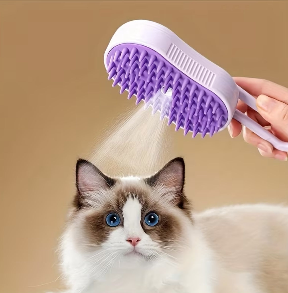 3-in-1 Self-Cleaning Pet Grooming Brush with Steam Spray, best brush for dog shedding, effective fur removal tool.