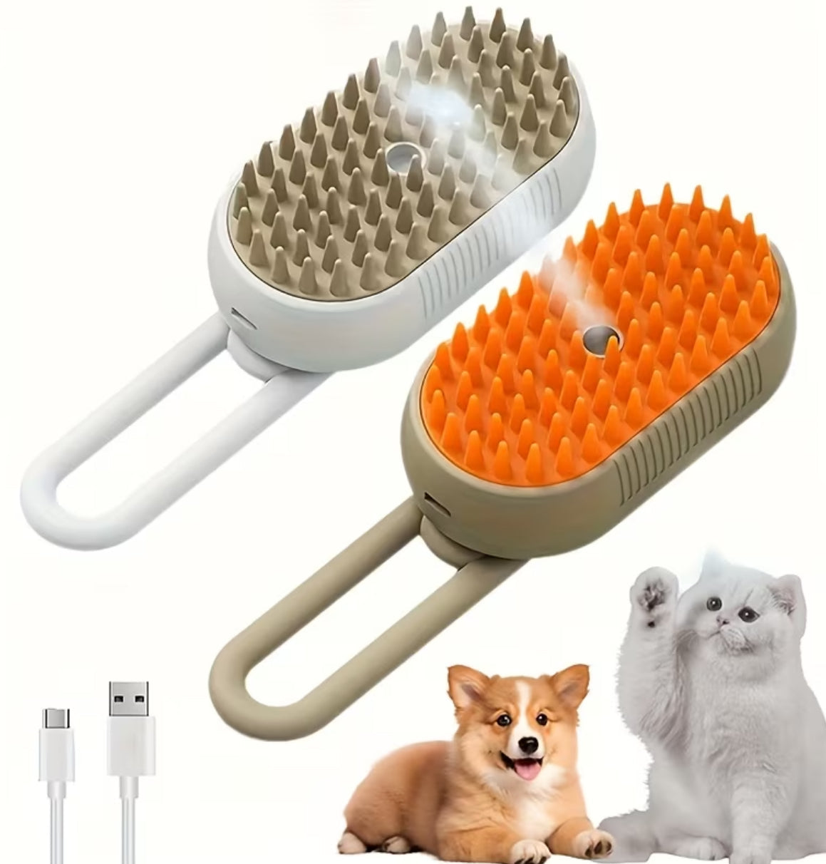 3-in-1 Self-Cleaning Pet Grooming Brush with Steam Spray, best brush for dog shedding, effective for reducing fur and tangles.