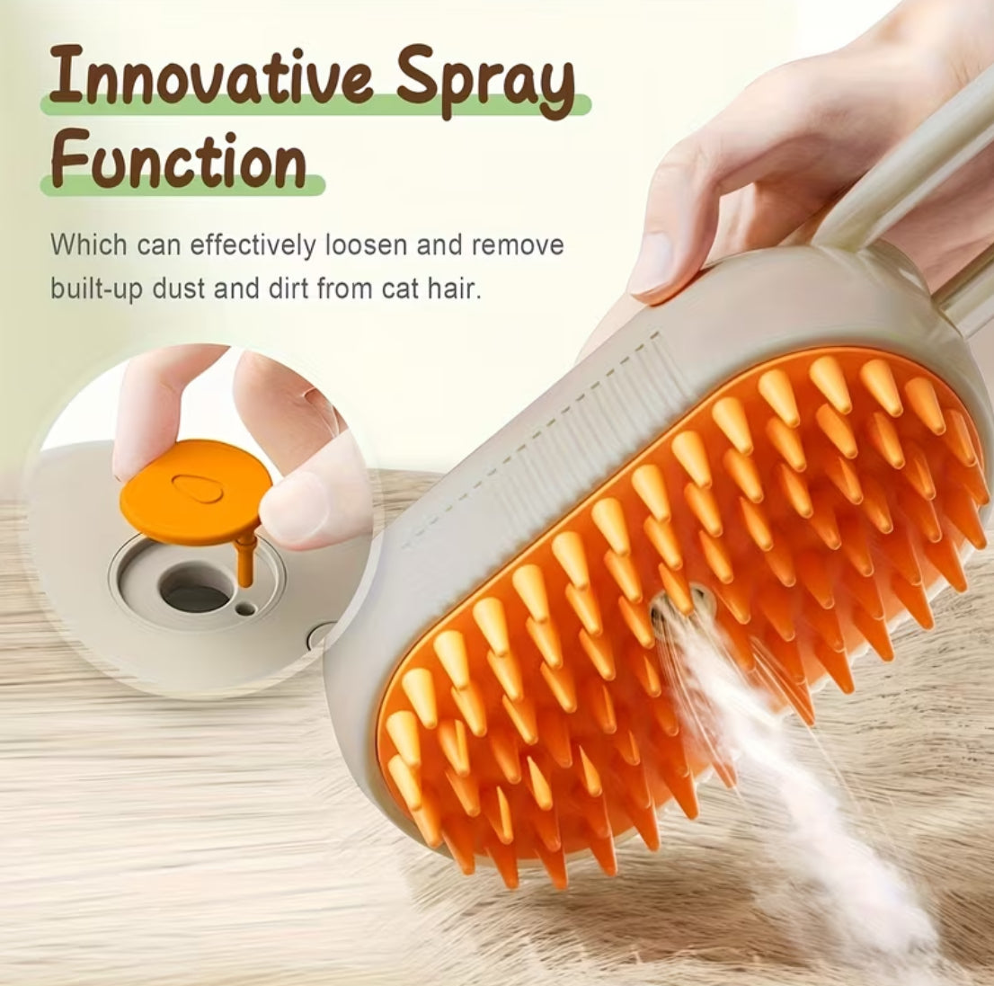 3-in-1 Self-Cleaning Pet Grooming Brush with Steam Spray, best brush for dog shedding, for effective pet grooming.